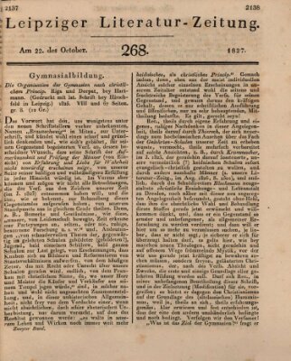 Leipziger Literaturzeitung Montag 22. Oktober 1827