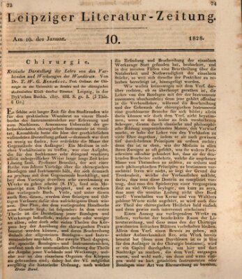 Leipziger Literaturzeitung Donnerstag 10. Januar 1828