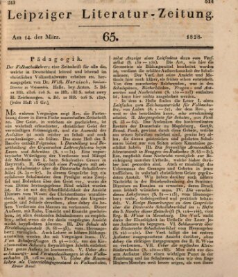 Leipziger Literaturzeitung Freitag 14. März 1828