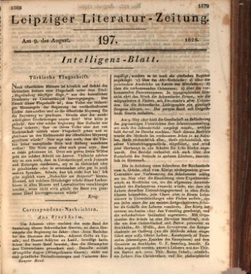 Leipziger Literaturzeitung Samstag 9. August 1828