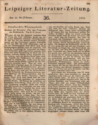 Leipziger Literaturzeitung Mittwoch 11. Februar 1829