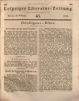 Leipziger Literaturzeitung Samstag 21. Februar 1829