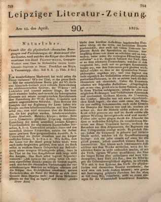 Leipziger Literaturzeitung Mittwoch 15. April 1829