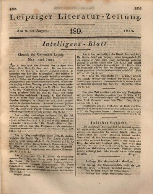 Leipziger Literaturzeitung Samstag 8. August 1829