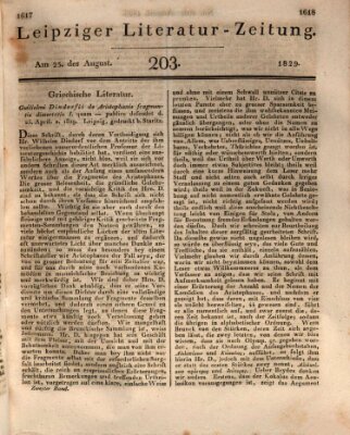 Leipziger Literaturzeitung Dienstag 25. August 1829