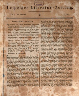 Leipziger Literaturzeitung Freitag 1. Januar 1830