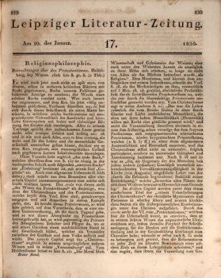 Leipziger Literaturzeitung Mittwoch 20. Januar 1830