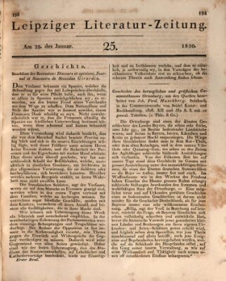 Leipziger Literaturzeitung Freitag 29. Januar 1830
