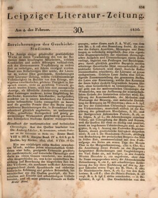 Leipziger Literaturzeitung Donnerstag 4. Februar 1830
