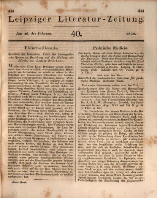 Leipziger Literaturzeitung Dienstag 16. Februar 1830