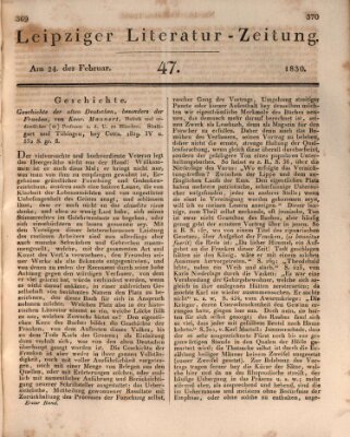 Leipziger Literaturzeitung Mittwoch 24. Februar 1830