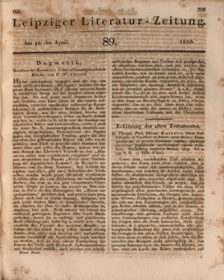 Leipziger Literaturzeitung Mittwoch 14. April 1830