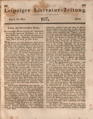 Leipziger Literaturzeitung Mittwoch 5. Mai 1830