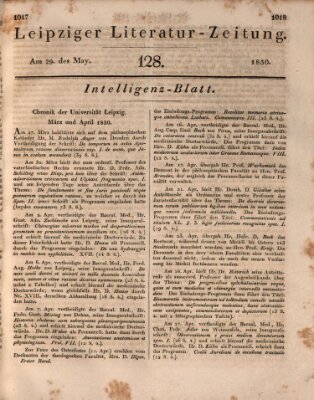 Leipziger Literaturzeitung Samstag 29. Mai 1830