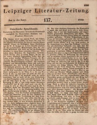 Leipziger Literaturzeitung Mittwoch 9. Juni 1830