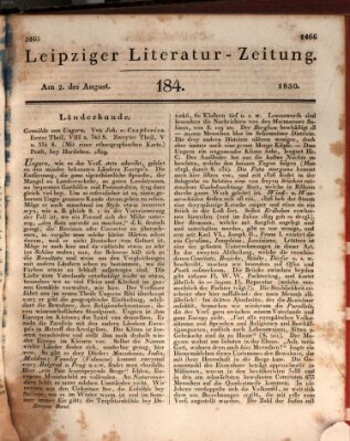 Leipziger Literaturzeitung Montag 2. August 1830