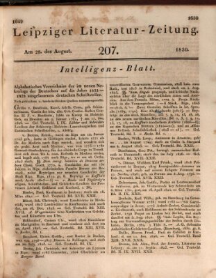Leipziger Literaturzeitung Samstag 28. August 1830