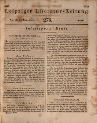 Leipziger Literaturzeitung Samstag 13. November 1830