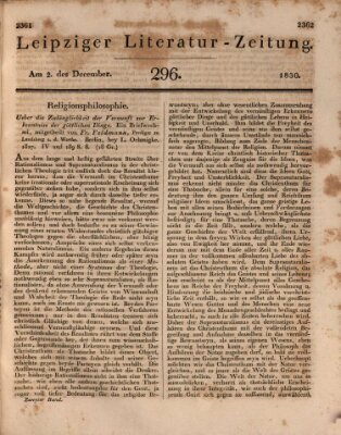 Leipziger Literaturzeitung Donnerstag 2. Dezember 1830