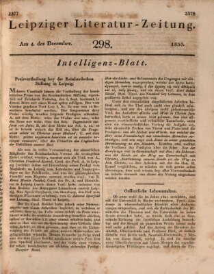 Leipziger Literaturzeitung Samstag 4. Dezember 1830