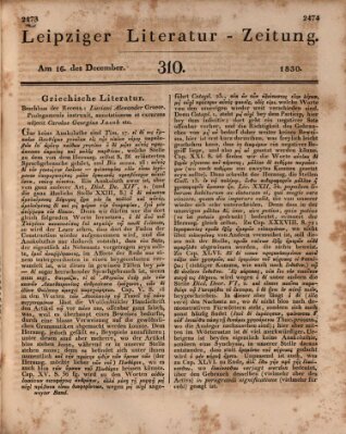 Leipziger Literaturzeitung Donnerstag 16. Dezember 1830