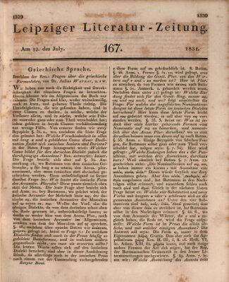 Leipziger Literaturzeitung Dienstag 12. Juli 1831
