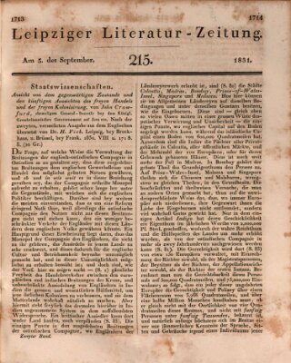 Leipziger Literaturzeitung Montag 5. September 1831