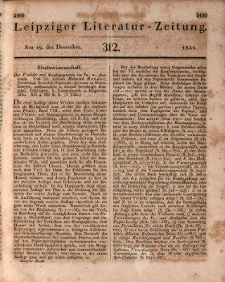 Leipziger Literaturzeitung Montag 19. Dezember 1831