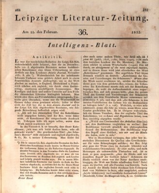 Leipziger Literaturzeitung Samstag 11. Februar 1832
