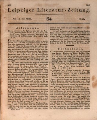 Leipziger Literaturzeitung Donnerstag 15. März 1832