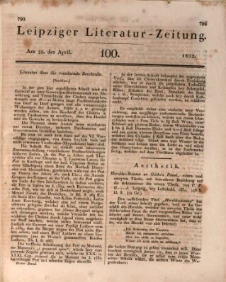 Leipziger Literaturzeitung Mittwoch 25. April 1832