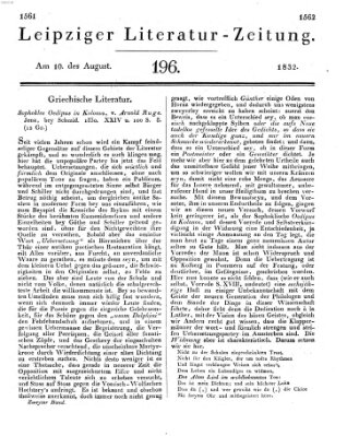 Leipziger Literaturzeitung Freitag 10. August 1832