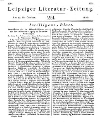 Leipziger Literaturzeitung Samstag 13. Oktober 1832