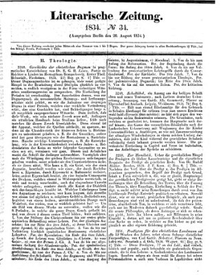 Literarische Zeitung Mittwoch 20. August 1834