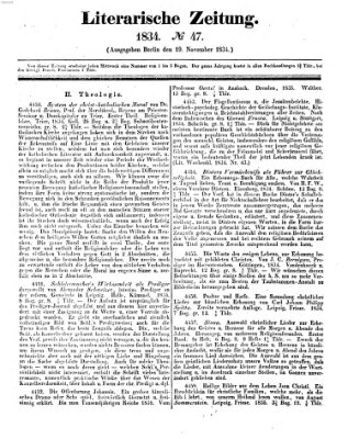 Literarische Zeitung Mittwoch 19. November 1834