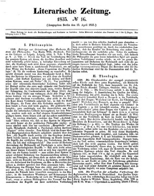 Literarische Zeitung Mittwoch 15. April 1835