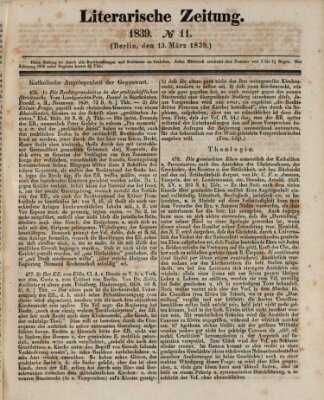Literarische Zeitung Mittwoch 13. März 1839