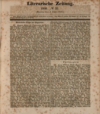 Literarische Zeitung Mittwoch 3. Juni 1840
