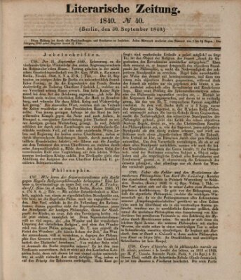 Literarische Zeitung Mittwoch 30. September 1840