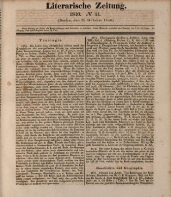Literarische Zeitung Mittwoch 28. Oktober 1840