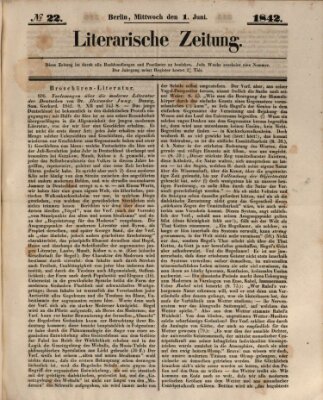 Literarische Zeitung Mittwoch 1. Juni 1842