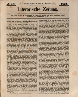 Literarische Zeitung Mittwoch 5. Oktober 1842