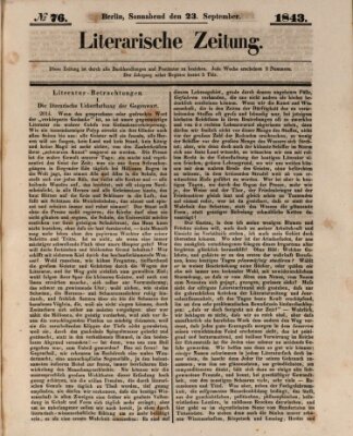Literarische Zeitung Samstag 23. September 1843