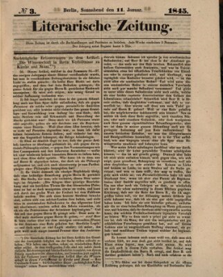 Literarische Zeitung Samstag 11. Januar 1845