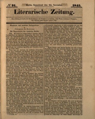 Literarische Zeitung Samstag 15. November 1845