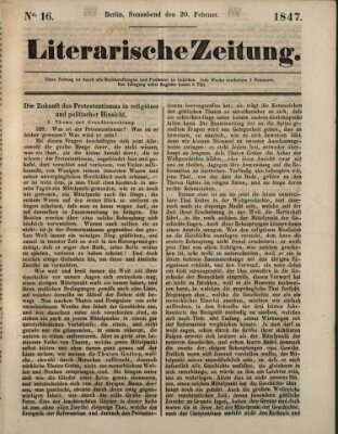 Literarische Zeitung Samstag 20. Februar 1847