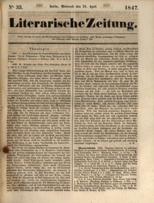 Literarische Zeitung Mittwoch 21. April 1847