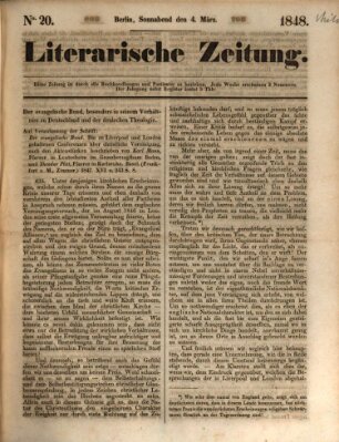 Literarische Zeitung Samstag 4. März 1848