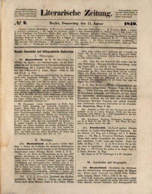 Literarische Zeitung Donnerstag 11. Januar 1849