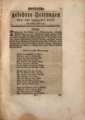 Gothaische gelehrte Zeitungen Samstag 6. Juli 1776